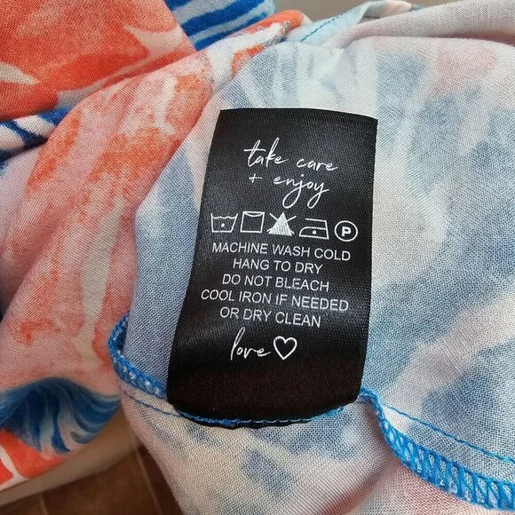 Nic+Zoe Watercolor Blooms Dress, Sleeveless Tropical Print Size Large Blue/Coral - Picture 5 of 10